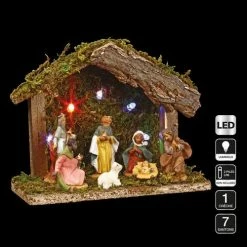 Féérie Lights & Christmas Crèche de Noël lumineuse 7 santons LED Objets de décoration Couleur Marron -Christmas Soldes Boutique 18626807 500 C