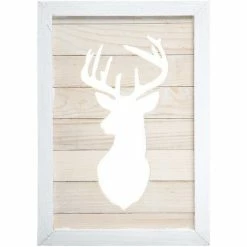 Féérie Lights & Christmas Cadre bois renne H40 cm Objets de décoration Couleur Blanc