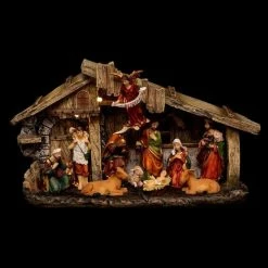 Féérie Lights & Christmas Crèche de Noël lumineuse 11 santons 3 LED Objets de décoration Couleur Marron -Christmas Soldes Boutique 18649818 500 C