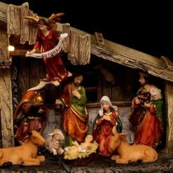 Féérie Lights & Christmas Crèche de Noël lumineuse 11 santons 3 LED Objets de décoration Couleur Marron -Christmas Soldes Boutique 18649818 500 D