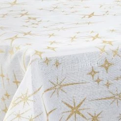 Féérie Lights & Christmas Nappe canevas 140x240 cm blanc étoiles or Linge de maison Couleur Blanc -Christmas Soldes Boutique 20507521 500 C