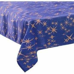 Féérie Lights & Christmas Nappe canevas 140x240 cm bleu nuit étoiles or Linge de maison Couleur Bleu