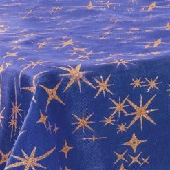 Féérie Lights & Christmas Nappe canevas 140x240 cm bleu nuit étoiles or Linge de maison Couleur Bleu -Christmas Soldes Boutique 20507522 500 C