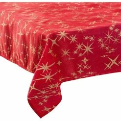 Féérie Lights & Christmas Nappe canevas 140x240 cm rouge étoiles or Linge de maison Couleur Doré