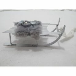 Féérie Lights & Christmas Suspension de Noël Luge fourrure - Métal Objets de décoration Couleur Gris