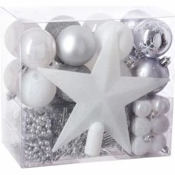 Féérie Lights & Christmas Kit déco pour sapin de Noël - 44 Pièces Objets de décoration Couleur Gris