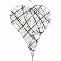 Féérie Lights & Christmas Cœur de Noël pailleté à suspendre - 15 x 20 cm Objets de décoration Couleur Blanc