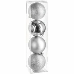 Féérie Lights & Christmas Kit déco pour sapin de Noël - 4 Pièces Objets de décoration Couleur Argent