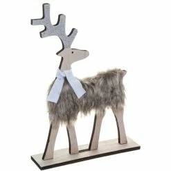 Féérie Lights & Christmas Déco de Noël en bois effet fourrure Renne - Marron Objets de décoration Couleur Blanc