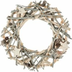 Féérie Lights & Christmas Couronne de Noël en bois et branches Objets de décoration Couleur Gris