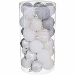 Féérie Lights & Christmas Kit déco pour sapin de Noël - 30 Pièces Objets de décoration Couleur Argent