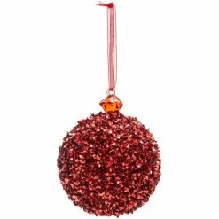 Féérie Lights & Christmas Boule de Noël pailletée Comptoir de Noël Objets de décoration Couleur Rouge