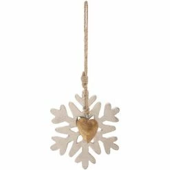 Féérie Lights & Christmas Décoration pour sapin de Noël en bois Lodge - Flocon Objets de décoration Couleur Blanc