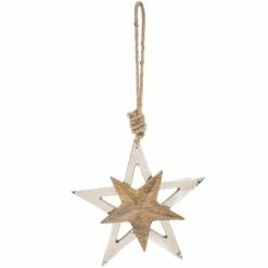 Féérie Lights & Christmas Décoration pour sapin de Noël en bois Lodge - Etoile Objets de décoration Couleur Blanc