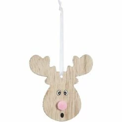 Féérie Lights & Christmas Décoration pour sapin de Noël en bois - Tête de renne Objets de décoration Couleur Rose