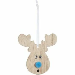 Féérie Lights & Christmas Décoration pour sapin de Noël en bois - Tête de renne Objets de décoration Couleur Bleu