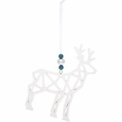 Féérie Lights & Christmas Déco en bois pour sapin de Noël Lodge - Origami Renne Objets de décoration Couleur Blanc