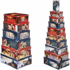 Féérie Lights & Christmas 16 Boîtes pour cadeaux de Noël Tradition Objets de décoration Couleur Rouge