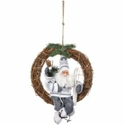 Féérie Lights & Christmas Couronne de Noël en bois Terre sauvage Objets de décoration Couleur Gris