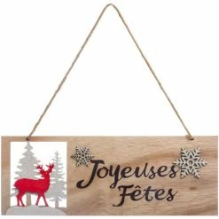 Féérie Lights & Christmas Décoration de Noël à suspendre en bois Jeanne Objets de décoration Couleur Beige