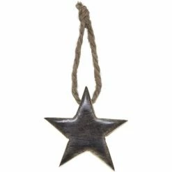 Féérie Lights & Christmas Déco de Noël à suspendre en bois étoile Terre sauvage Objets de décoration Couleur Gris