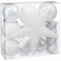 Féérie Lights & Christmas Kit de décorations pour sapin de noël - 18 Pièces Objets de décoration Couleur Blanc