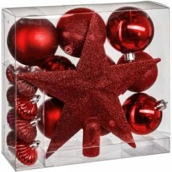 Féérie Lights & Christmas Kit de décorations pour sapin de noël - 18 Pièces Objets de décoration Couleur Rouge