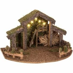 Féérie Lights & Christmas Crèche traditionnelle de Noël vide - LED - 38 x 22 cm Objets de décoration Couleur Marron