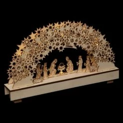 Féérie Lights & Christmas Décoration de Noël lumineuse santon en bois Xmas Objets de décoration Couleur Beige