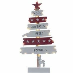 Féérie Lights & Christmas Décoration de Noël à poser bois LED Xmas Objets de décoration Couleur Blanc