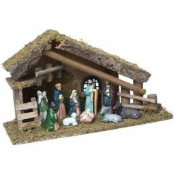 Féérie Lights & Christmas Crèche de Noël 10 santons porcelaine Objets de décoration Couleur Marron