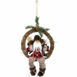 Féérie Lights & Christmas Couronne Père Noël en bucheron Objets de décoration Couleur Rouge