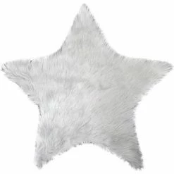 Féérie Lights & Christmas Tapis Étoile Fourrure Paillettes - Décorations textile Couleur Blanc/Argent