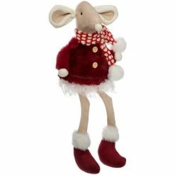 Féérie Lights & Christmas Décoration Souris H 27 cm - Objets de décoration Couleur Ecru/rouge
