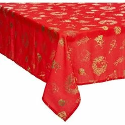 Féérie Lights & Christmas Nappe 140x240 cm rouge or Linge de maison Couleur Rouge