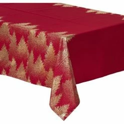 Féérie Lights & Christmas Nappe 140x240 cm Sapin rouge or Linge de maison Couleur Rouge