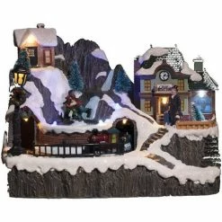 Féérie Lights & Christmas Village de Noël gare avec train 9 LED Objets de décoration Couleur Blanc
