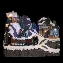 Féérie Lights & Christmas Village de Noël gare avec train 9 LED Objets de décoration Couleur Blanc -Christmas Soldes Boutique 24188862 500 C