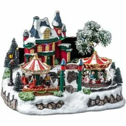 Féérie Lights & Christmas Village de Noël manège et forêt 18 LED Objets de décoration Couleur Rouge