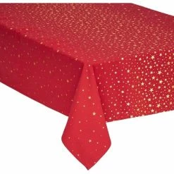 Féérie Lights & Christmas Nappe 140x240 cm Etoiles rouge or Linge de maison Couleur Doré