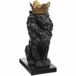 Féérie Lights & Christmas Statue lion assis noir et or 37 cm Objets de décoration Couleur Noir