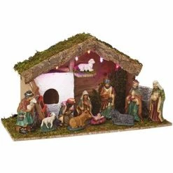 Féérie Lights & Christmas Crèche de Noël 11 santons 5 LED H24 Objets de décoration Couleur Marron