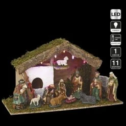 Féérie Lights & Christmas Crèche de Noël 11 santons 5 LED H24 Objets de décoration Couleur Marron -Christmas Soldes Boutique 24222478 500 C